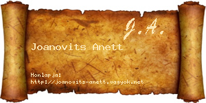 Joanovits Anett névjegykártya